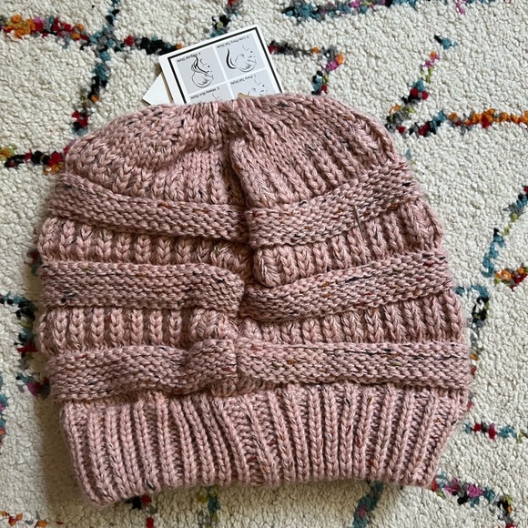 Pink Beanie Tail Hat - Picture 2 of 2